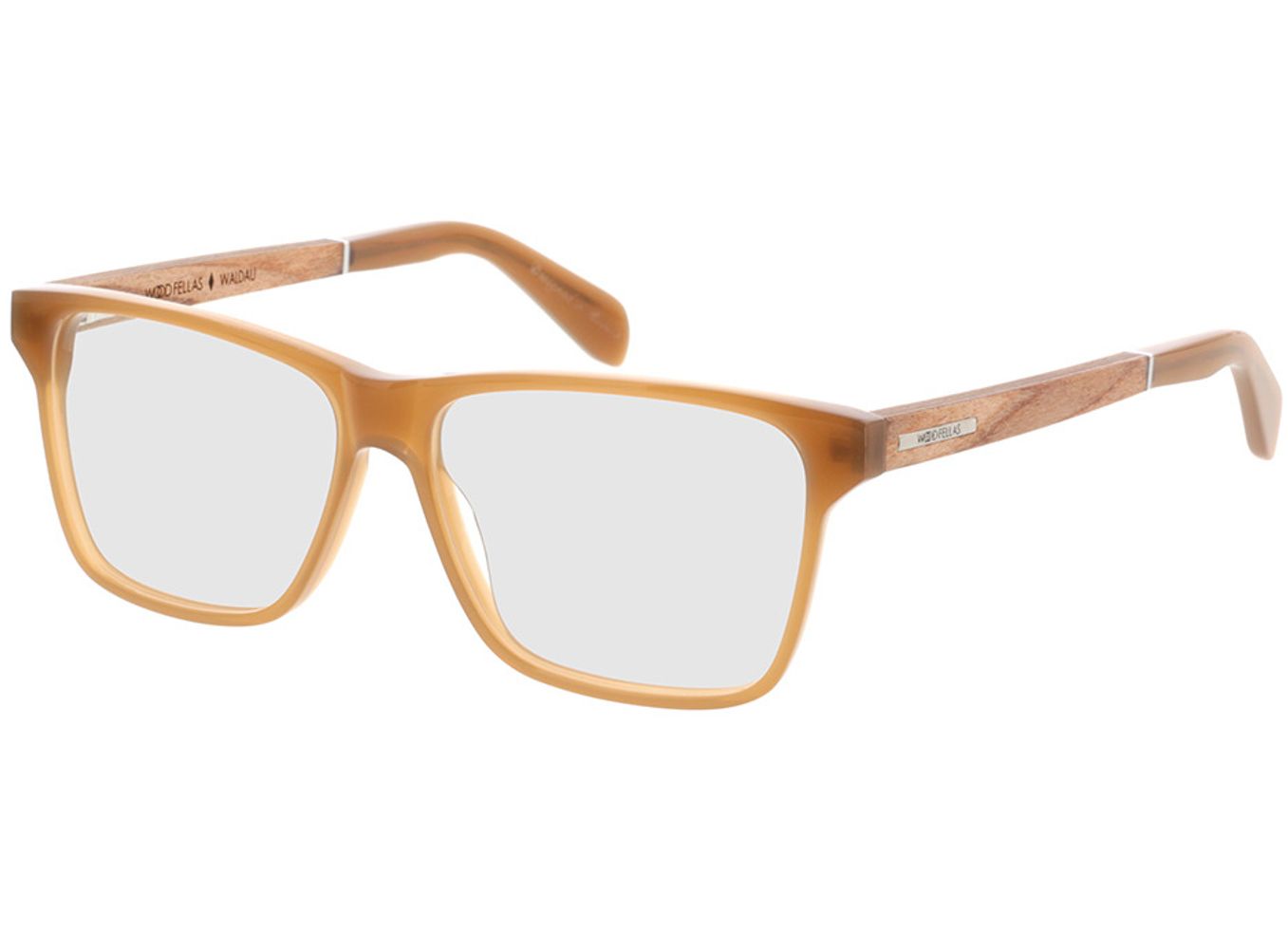 Woodfellas Optical Waldau zebrano/light brown 53-12 Brillengestell inkl. Gläser, Damen/Herren, Vollrand, Eckig von Woodfellas