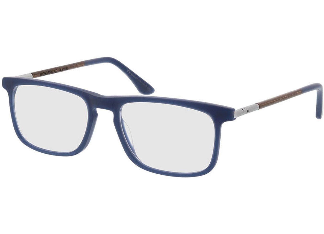 Woodfellas Optical Yawn walnut/blue 53-18 Brillengestell inkl. Gläser, Herren, Vollrand, Rechteckig von Woodfellas