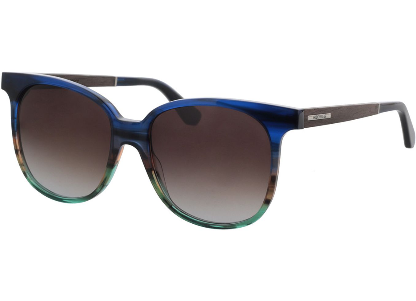 Woodfellas Sunglasses Aspect black oak/blue 55-17 Sonnenbrille mit Sehstärke erhältlich, Damen, Vollrand, Eckig von Woodfellas