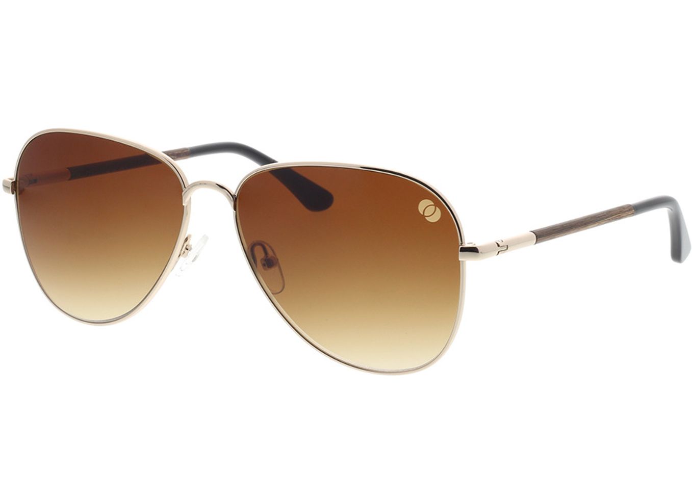 Woodfellas Sunglasses Eberburg walnut/gold shiny 58-14 Sonnenbrille mit Sehstärke erhältlich, Damen/Herren, Vollrand, Pilot von Woodfellas