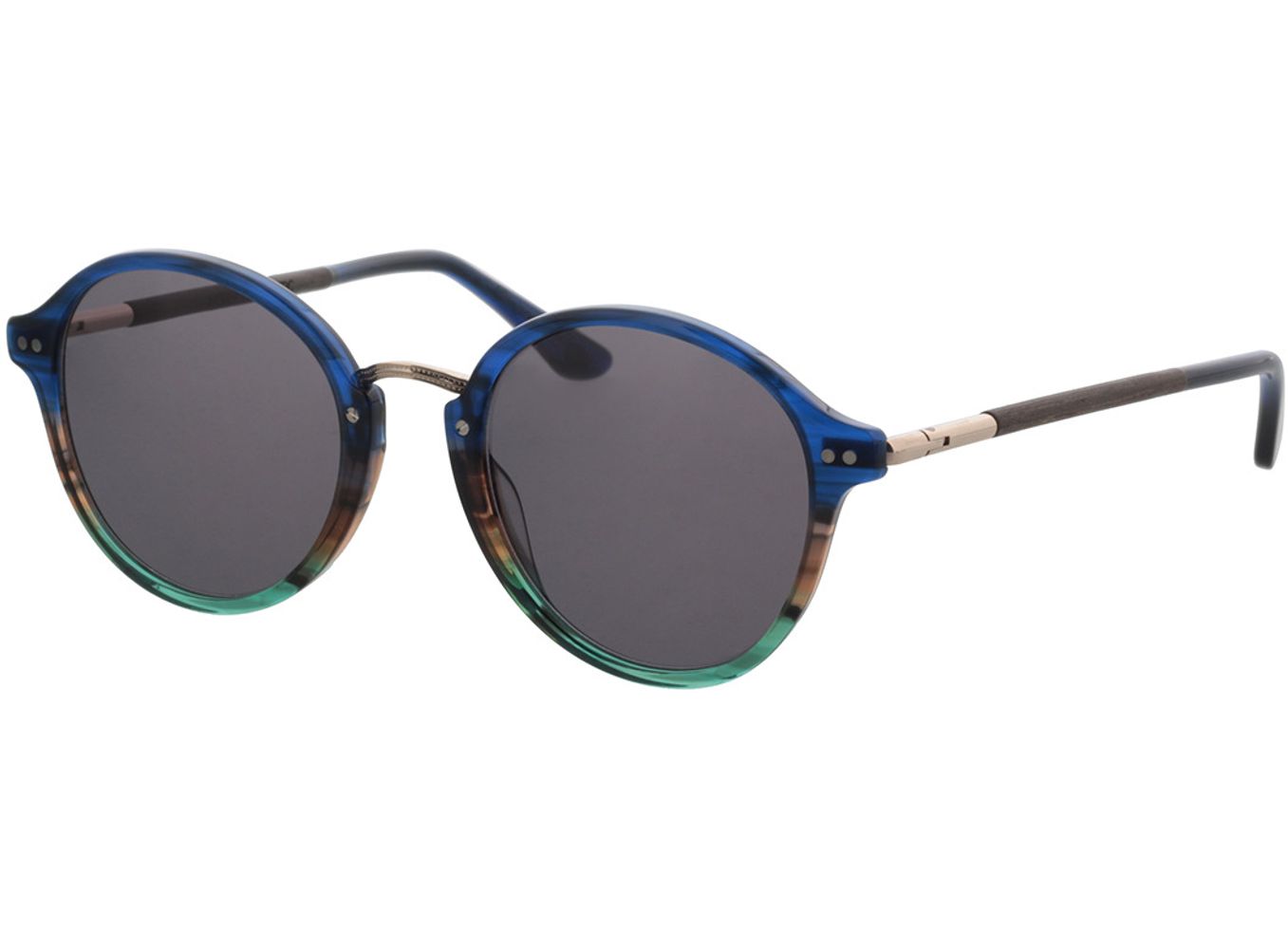 Woodfellas Sunglasses Etic black oak/blue 50-21 Sonnenbrille mit Sehstärke erhältlich, Damen/Herren, Vollrand, panto von Woodfellas