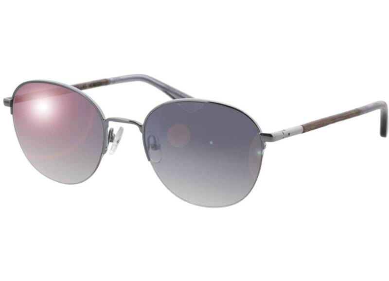 Woodfellas Sunglasses Horizon curled/silver 52-20 Sonnenbrille mit Sehstärke erhältlich, Damen/Herren, Halbrand, Rund von Woodfellas