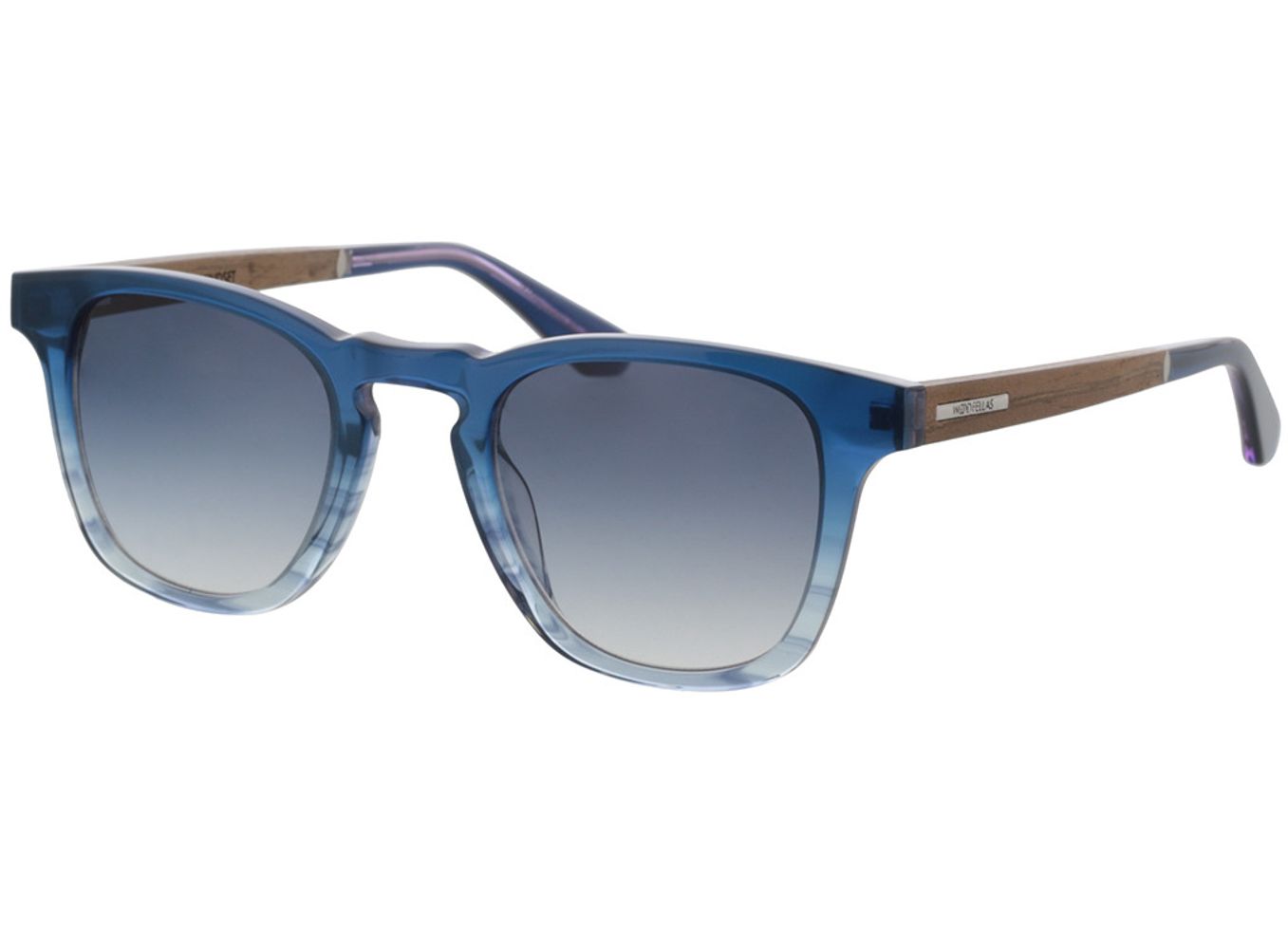 Woodfellas Sunglasses Mindset walnut/blue 48-24 Sonnenbrille mit Sehstärke erhältlich, Herren, Vollrand, Eckig von Woodfellas