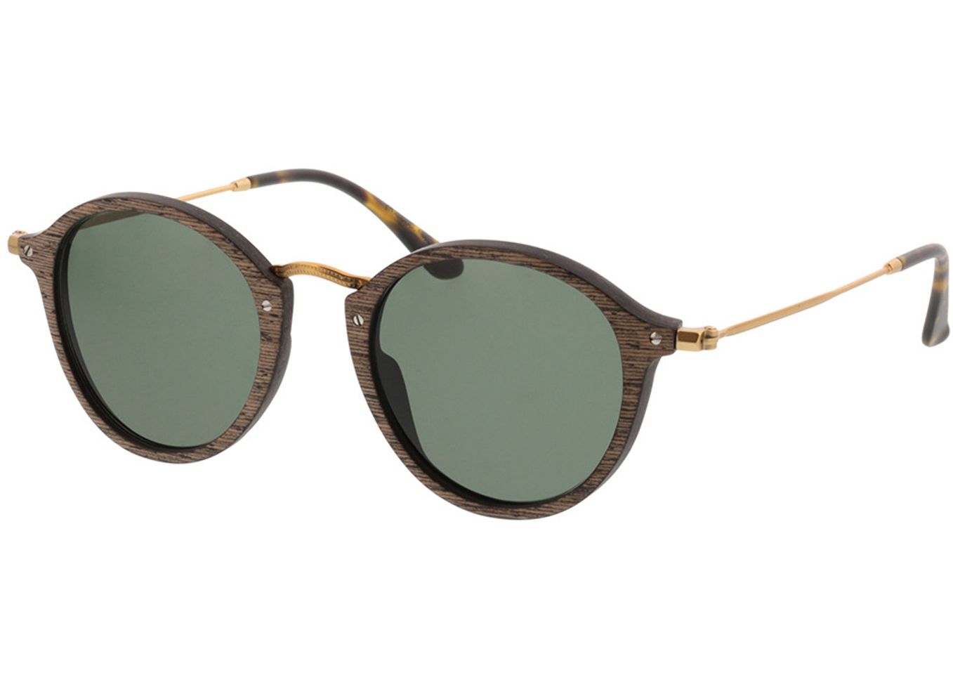 Woodfellas Sunglasses Nymphenburg walnut/gold 45-21 Sonnenbrille ohne Sehstärke, Damen/Herren, Vollrand, panto von Woodfellas