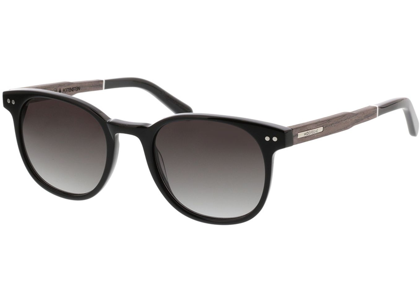 Woodfellas Sunglasses Pottenstein black oak/black 49-21 Sonnenbrille mit Sehstärke erhältlich, Damen/Herren, Vollrand, Eckig von Woodfellas