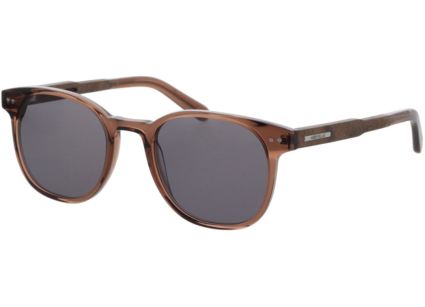 Woodfellas Sunglasses Pottenstein shiny curled/brown 49-21 Sonnenbrille mit Sehstärke erhältlich, Damen/Herren, Vollrand, Eckig von Woodfellas