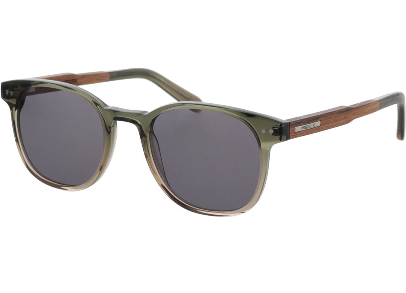 Woodfellas Sunglasses Pottenstein shiny macassar/green 49-21 Sonnenbrille mit Sehstärke erhältlich, Damen/Herren, Vollrand, Eckig von Woodfellas