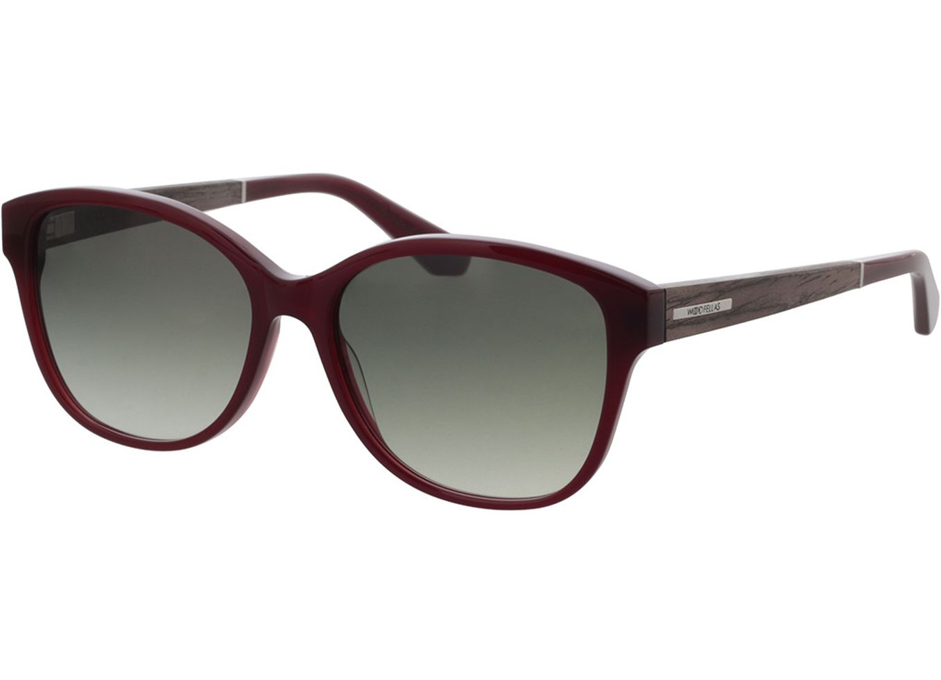 Woodfellas Sunglasses Rosenau black oak/burgundy 54-15 Sonnenbrille mit Sehstärke erhältlich, Damen, Vollrand, Eckig von Woodfellas