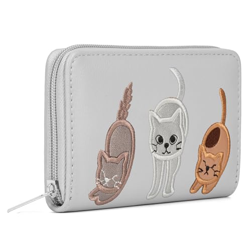 Woodland Leathers Italienisch entworfene Damengeldbörsen, Kartenetuis & Geldorganizer, geräumig, super weich und ausgefallene Damen-Geldbörse, Clutch, mehrere Fächer, Kartenorganizer-Geldbörse, Grau von Woodland Leather