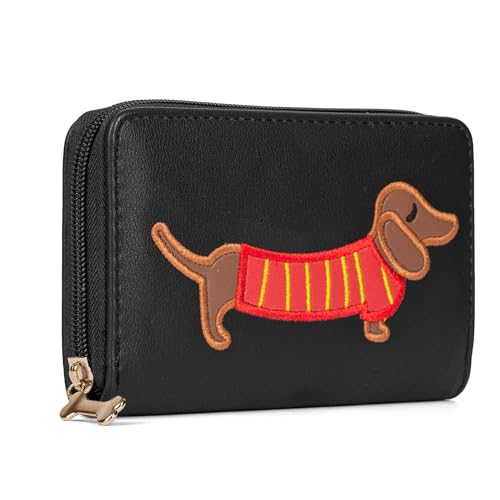 Woodland Leathers Italienisch entworfene Damengeldbörsen, Kartenetuis & Geldorganizer, geräumig, super weich und ausgefallene Damen-Geldbörse, Clutch, mehrere Fächer, Kartenorganizer-Geldbörse, Hund von Woodland Leather