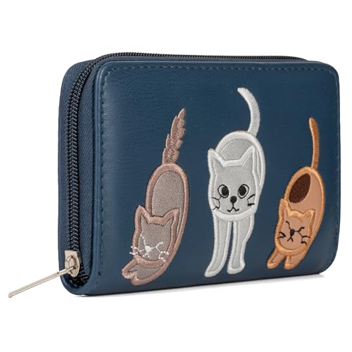 Woodland Leathers Italienisch entworfene Damengeldbörsen, Kartenetuis & Geldorganizer, geräumig, super weich und ausgefallene Damen-Geldbörse, Clutch, mehrere Fächer, Kartenorganizer-Geldbörse, Cat von Woodland Leather