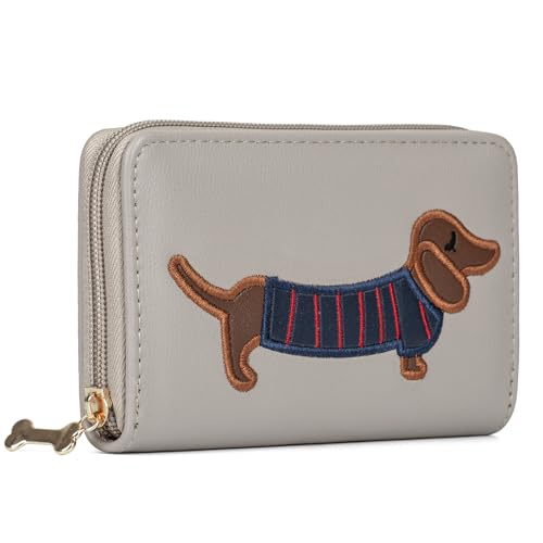 Woodland Leathers Italienisch entworfene Damengeldbörsen, Kartenetuis & Geldorganizer, geräumig, super weich und ausgefallene Damen-Geldbörse, Clutch, mehrere Fächer, Kartenorganizer-Geldbörse, Hund von Woodland Leather