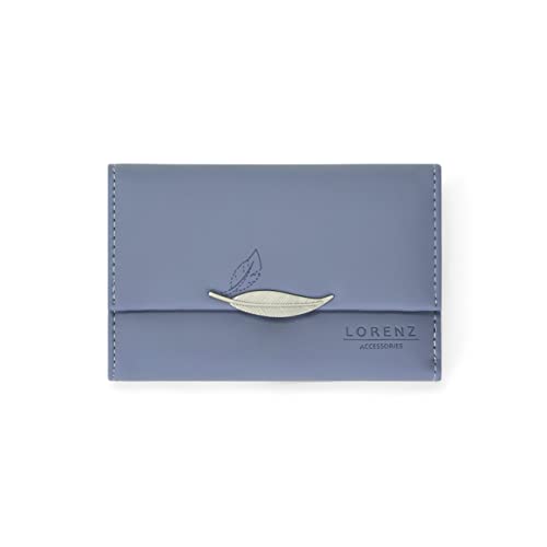 Woodland Leathers Geldbörsen für Damen, RFID-blockierend, Kartenetui mit Blattverschluss und Münzfach mit Reißverschluss, veganes, weiches Leder, kompakte Damen-Geldbörse, denim-blau, Small (14x9 CM), von Woodland Leathers