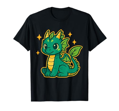 Smaragdwald Dragonling Star Eichel Pilze Kinder Art Vibe T-Shirt Smaragdwald Dragonling Star Eichel Pilze Kinder Art Vibe T-Shirt von Woodland Star Friends for Kids Fantasy Fans Pro Co