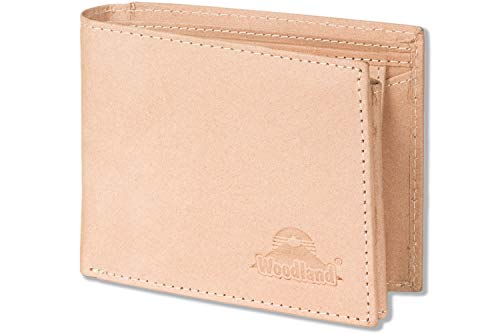 Woodland® Riegelgeldbörse im Querformat RFID-Blocker Schutz Naturbelassenes Büffelleder Creme von Woodland