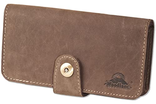 Woodland Damen GELDBÖRSE mit Metall-MAGNETVERSCHLUSS Weiches Büffelleder Dunkelbraun/Vintage von Woodland