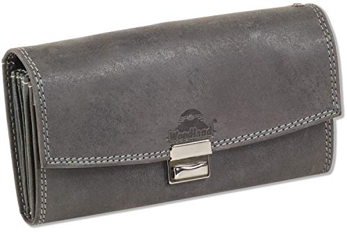 Woodland Kellnerbörse mit speziell verstärktem Hartgeldfach aus naturbelassenem weichem Büffelleder in Anthrazit von Woodland