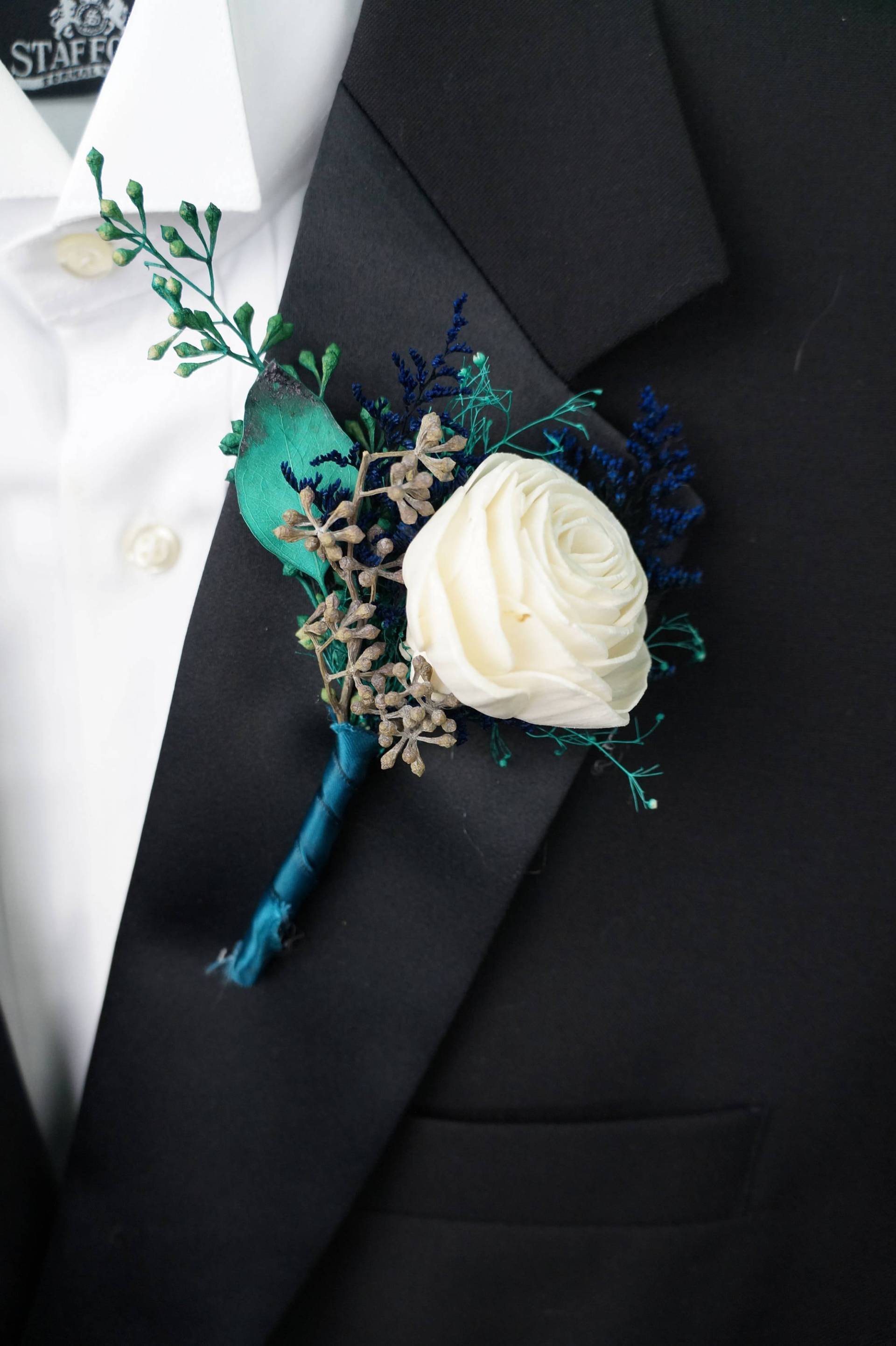 Seeglas Holz Sola Blume Boutonniere Seeglas Holz Sola Blume Boutonniere von WoodlandFlowerCo