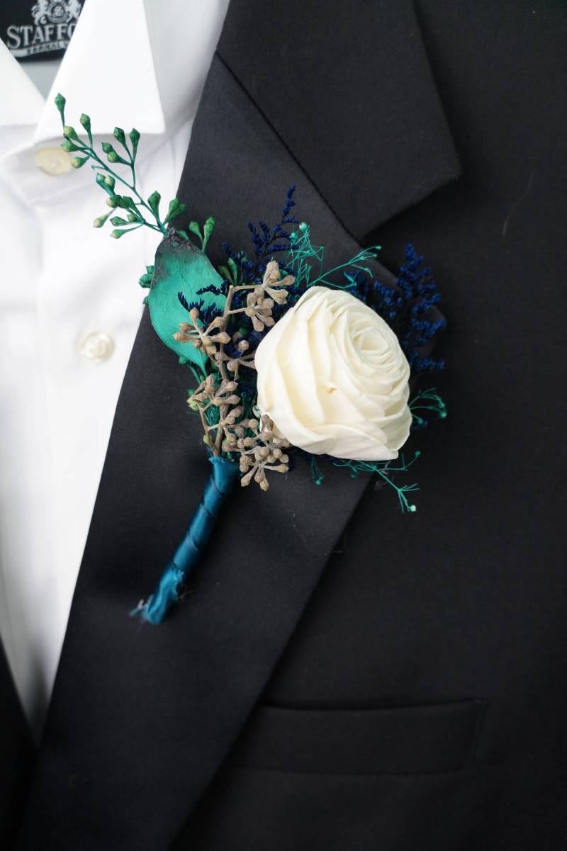 Seeglas Holz Sola Blume Boutonniere Seeglas Holz Sola Blume Boutonniere von WoodlandFlowerCo