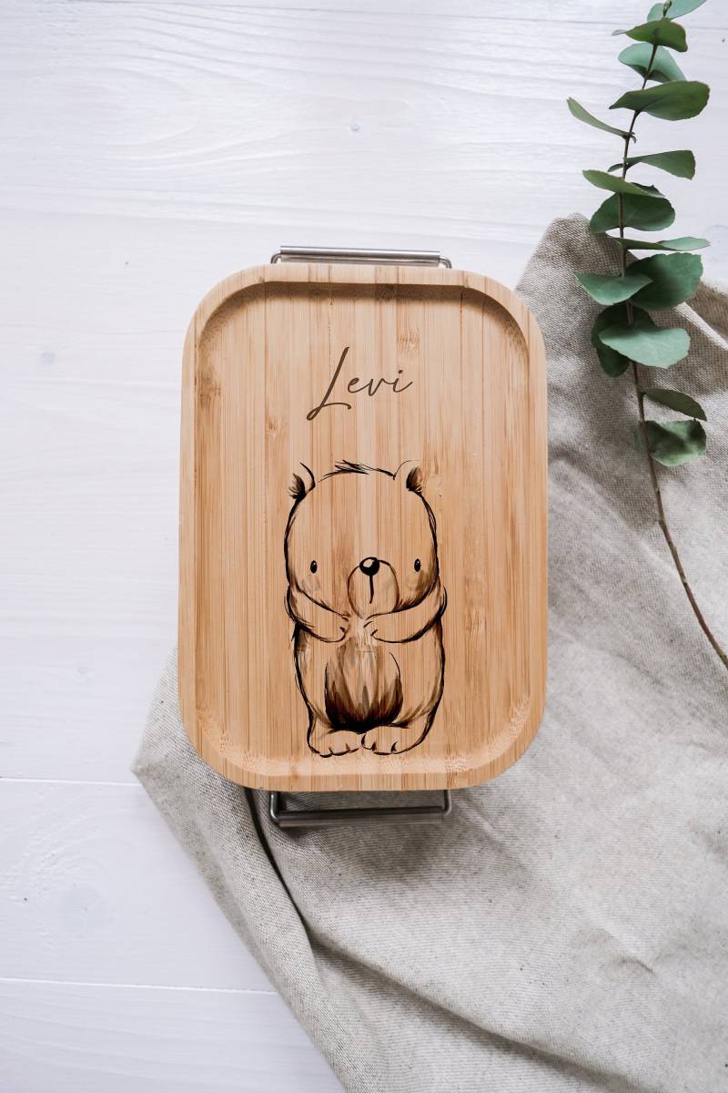 Personalisierte Lunchbox Aus Edelstahl Mit Holzdeckel | Brotdose Für Kinder Lunchdose Kindergarten, Kita Und Schule Personalisierte Lunchbox Aus Edelstahl Mit Holzdeckel | Brotdose Für Kinder Lunchdose Kindergarten, Kita Und Schule von Woodlandkid