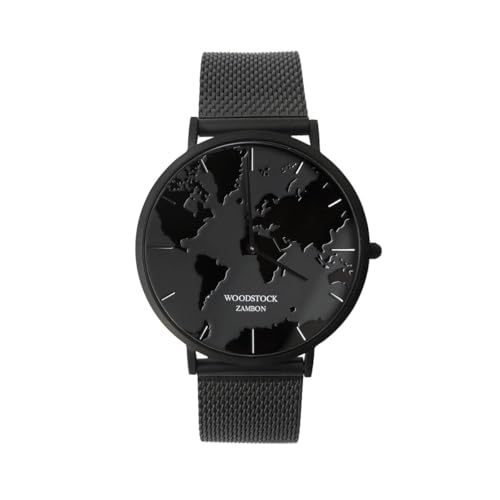 Woodstock Zambon® Black Hole Uni-Uhr, wasserdicht, minimalistisches Design mit schwarzem Zifferblatt, Gehäuse aus Edelstahl, verstellbares Armband, Schwarz und Roségold, 32mm, Minimalistisch von Woodstock Zambon