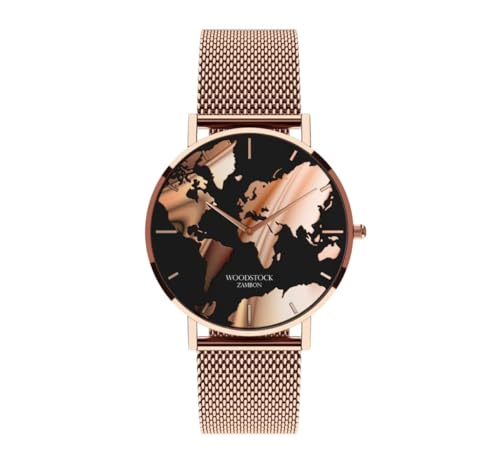 Woodstock Zambon® Sunset Damenuhr, wasserdicht, 18 kt Roségold, 32mm, Minimalistisch von Woodstock Zambon