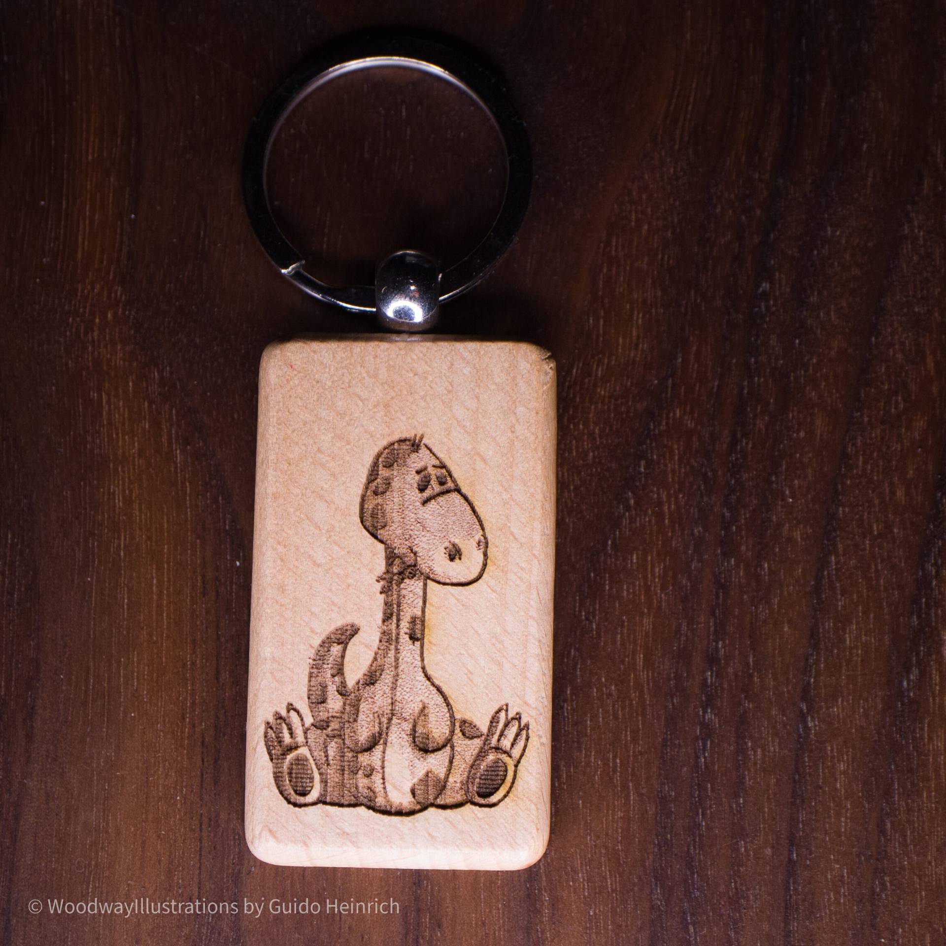Holzschlüsselanhänger "Dino" Holzschlüsselanhänger "Dino" von WoodwayIllustrations