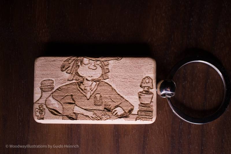 Holzschlüsselanhänger "Fairy in A Bottle" Holzschlüsselanhänger "Fairy in A Bottle" von WoodwayIllustrations