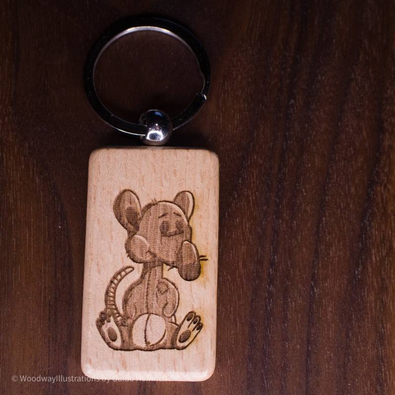Holzschlüsselanhänger "Ratte" Holzschlüsselanhänger "Ratte" von WoodwayIllustrations