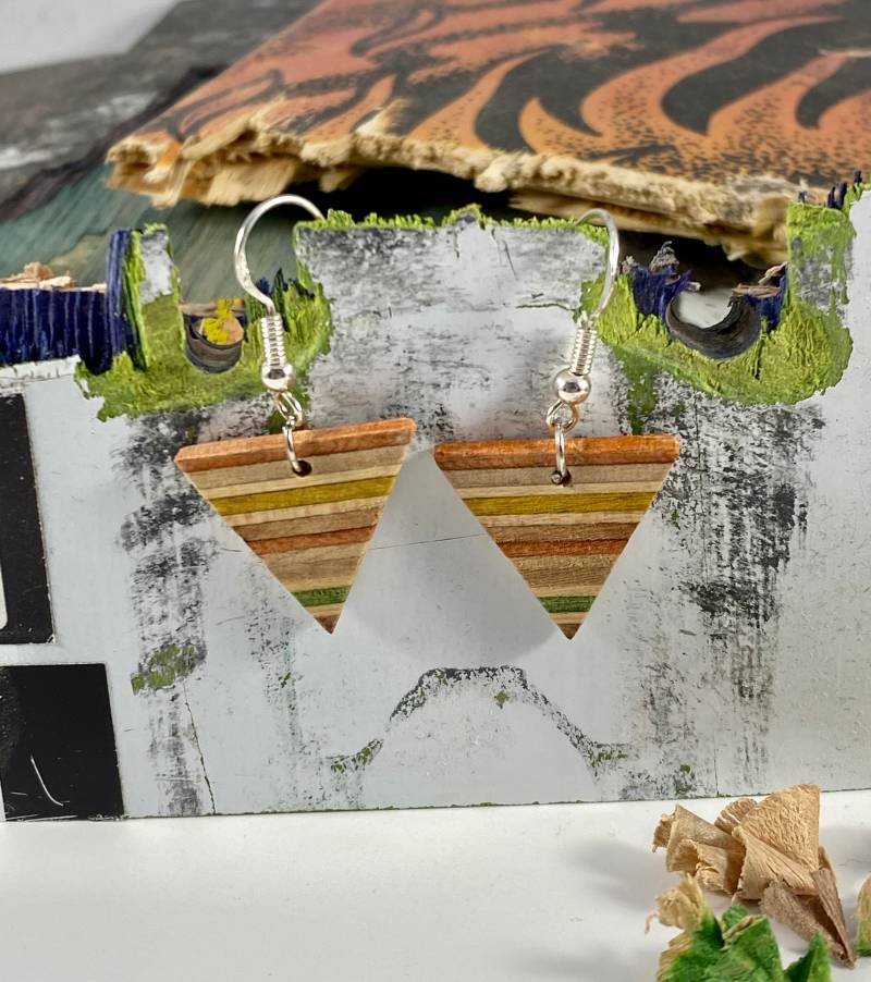 Skateboard Hängeohrringe Silber von WoodwormdesignShop