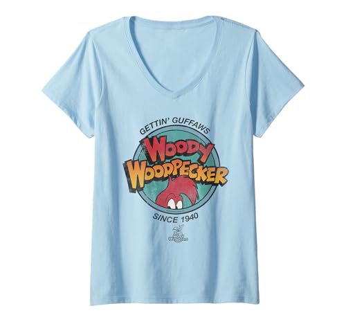 Damen Woody Woodpecker Gettin’ Guffaws Since 1940 T-Shirt mit V-Ausschnitt Damen Woody Woodpecker Gettin’ Guffaws Since 1940 T-Shirt mit V-Ausschnitt von Woody Woodpecker