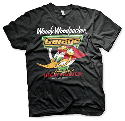 Woody Woodpecker Offizielles Lizenzprodukt Garage Herren T-Shirt (Schwarz), XX-Large von Woody Woodpecker