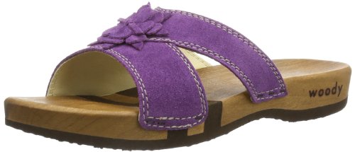 Woody Damen Anika Pantoletten, Violett (Velour Viola), 38 von Woody