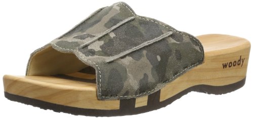 Woody Damen Anna Pantoletten, Mehrfarbig (Camouflage Green), 38 von Woody