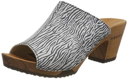 Woody Damen Elly Pantoletten, Mehrfarbig (Zebra 095), 36 EU von Woody