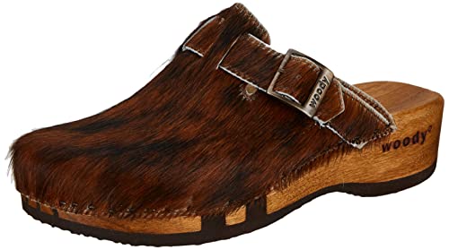 Woody Damen Erika Holzschuh, Fell Natur, 40 EU von Woody