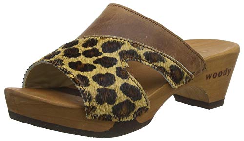 Woody Damen Fiona Pantoletten, Mehrfarbig (Leopard 078) von Woody