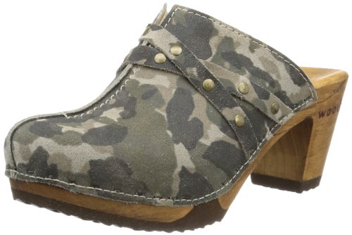 Woody Damen Helen Pantoletten, Mehrfarbig (Camouflage Green) von Woody