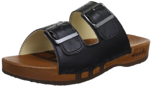 Woody Damen Lenny Clogs, Schwarz (Nappa Schwarz) von Woody