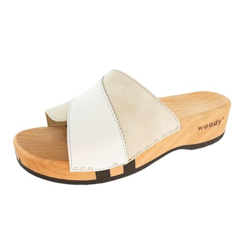 Woody Damen Lucy Holzschuh, Weiss-Creme, 38 EU von Woody