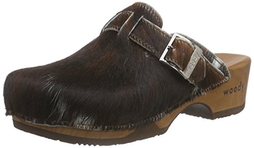 Woody Damen Manu Fell Clogs, Mehrfarbig (Natur), 41 von Woody