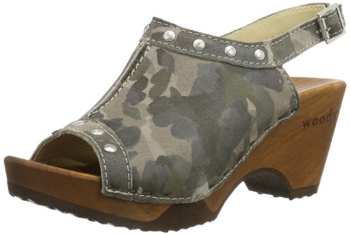 Woody Damen Mona Pantoletten, Mehrfarbig (Camouflage Green) von Woody