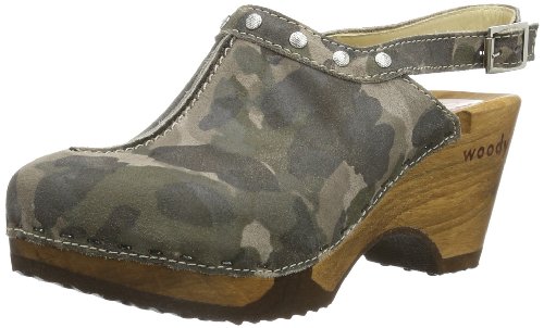 Woody Damen Nikola Pantoletten, Mehrfarbig (Camouflage Green) von Woody