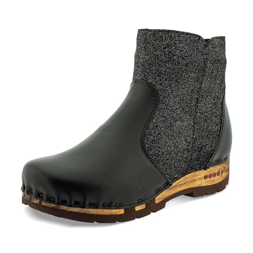 woody Damen Olga Clog Stiefelette, Schwarz-Argento, 40 EU von woody