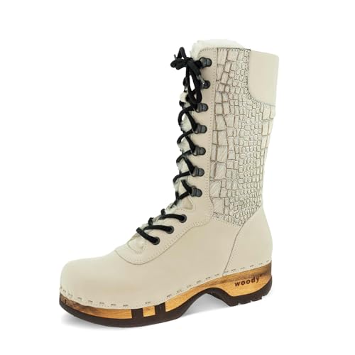 woody Damen Rosanna Fell Clog Stiefel, Creme-Cocco Silver, 39 EU woody Damen Rosanna Fell Clog Stiefel, Creme-Cocco Silver, 39 EU von woody