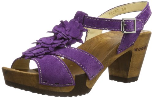 Woody Damen Sarah Pantoletten, Violett (Velour Viola), 38 von Woody