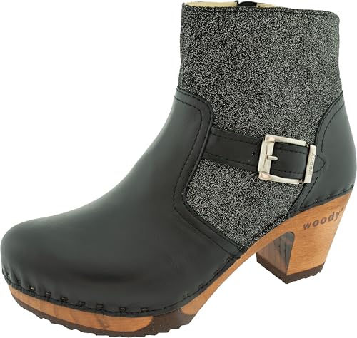 woody Damen Tina Clog Stiefelette, Schwarz-Argento, 41 EU von woody