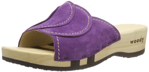 Woody Damen Vanessa Pantoletten, Violett (Velour Viola), 41 von Woody