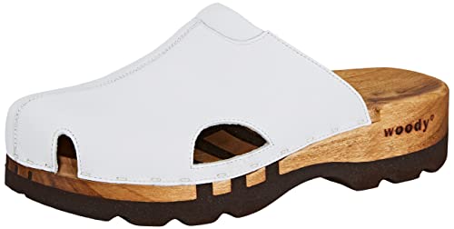 Woody Herren Lissabon Holzschuh, Weiss, 43 EU von Woody