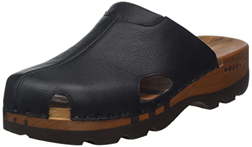 Woody Herren Lissabon Holzschuh, schwarz, 43 EU von Woody